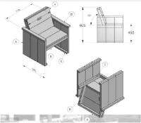 Bouwtekening tuinstoel steigerhout.