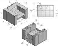 Tuinstoel van steigerhout maken, bouwtekening voor tuinstoelen.